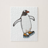 Puzzle Pingouin at Ice skating with Ice skates (Vertical)
