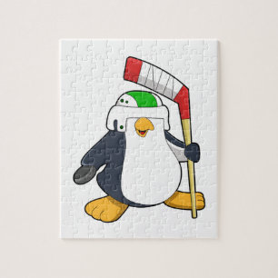 Puzzle Pingouin au hockey sur glace avec bâton de hockey 