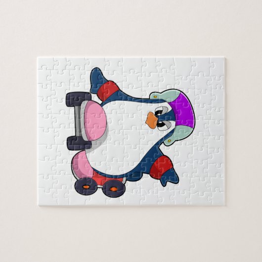 Puzzle Pingouin comme Patineur Inline avec Patins Inline (Horizontal)