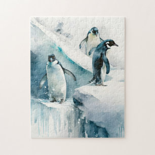 Puzzle Pingouin d'aquarelle jouant mignon