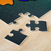 Puzzle Pingouin de dessin mignon clair vert émeraude turq (Côté)