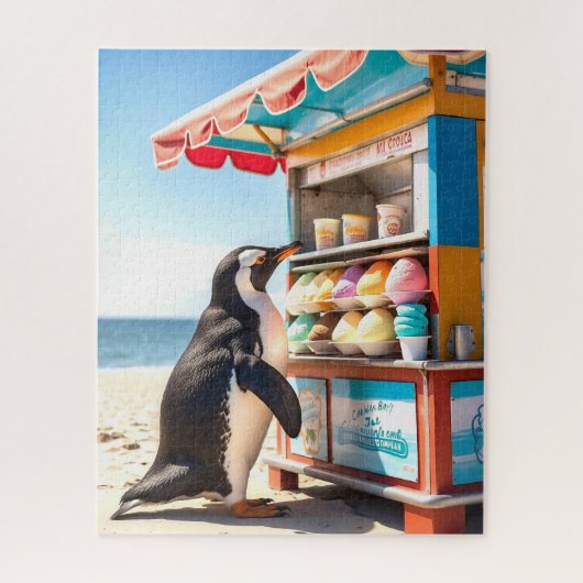 Puzzle Pingouin D'Été Au Stand De Crème De Glace (Vertical)