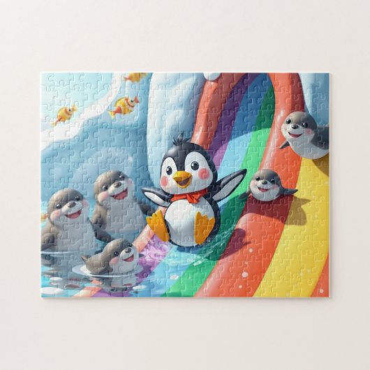 Puzzle Pingouin joue sur une diapositive (Horizontal)