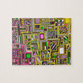 Puzzle Pink and Yellow Geometric shapes pop art punk (Horizontal)
