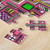 Puzzle Pink and Yellow Geometric shapes pop art punk (Côté)