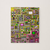 Puzzle Pink and Yellow Geometric shapes pop art punk (Vertical)