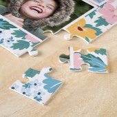 Puzzle Pink Blue Yellow Floral Photo Collage (Côté)