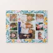 Puzzle Pink Blue Yellow Floral Photo Collage (Horizontal)