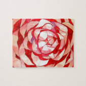 Puzzle Pink Camellia abstract art painting original (Horizontal)