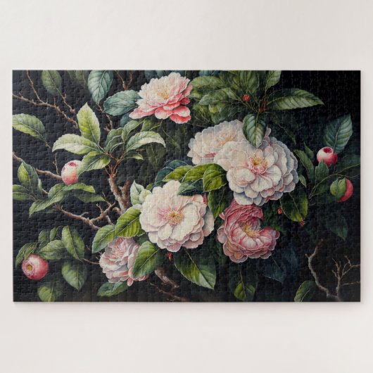 Puzzle Pink Camellias Jigsaw (Horizontal)