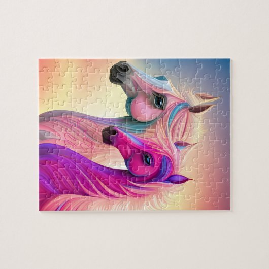 Puzzle Pink Filly & Colt Bleu Style occidental Révélation (Horizontal)