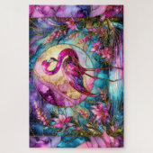 Puzzle Pink Flamingo Stained Glass Mosaic (Vertical)
