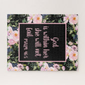 Puzzle Pink Floral Black Bible chrétienne Verse Dieu dans (Horizontal)