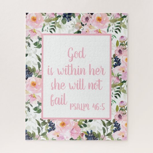 Puzzle Pink Floral blanc Bible chrétienne Verse Dieu dans (Vertical)