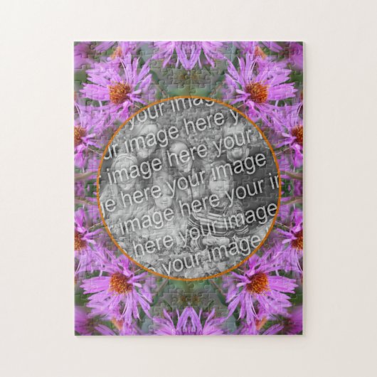 Puzzle Pink New England Aster Flowers Ajouter Votre Photo (Vertical)