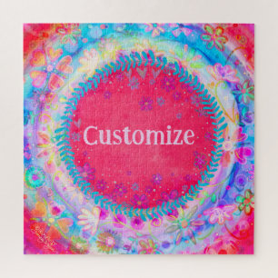 Puzzle Pink Personnalisable Fun Nom Floral