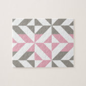 Puzzle Pink Raspberry and Silver Geometric ZigZag (Horizontal)