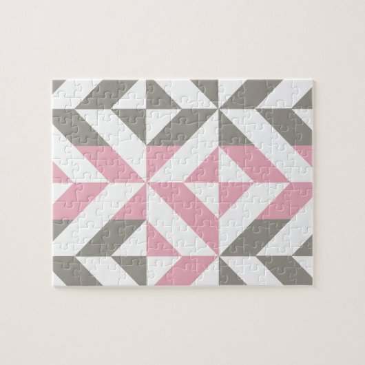 Puzzle Pink Raspberry and Silver Geometric ZigZag (Horizontal)
