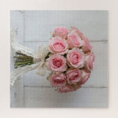 Puzzle Pink Rose Bouquet Pearl Lace Romantic (Horizontal)