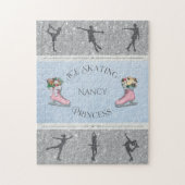 Puzzle Pink Silver Girls Ice Skating Princess (Vertical)