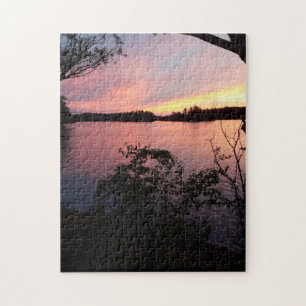 Puzzle Pink Sky Sunset on Lake