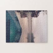 Puzzle Pink Sunrise Borneo Jungle River Voyage en bateau (Horizontal)