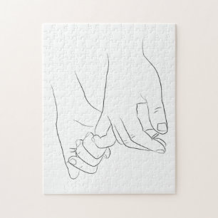 Puzzle Pinky Promise Minimal Line Art Cute Simple tendanc