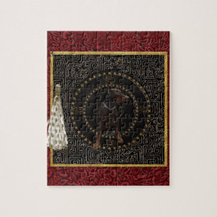 Puzzle Pinscher de dobermann, forme ronde, chien dans le