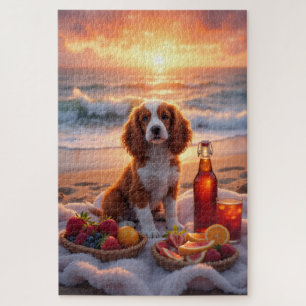Puzzle Pique-nique de Brittany Spaniel sur la plage au co