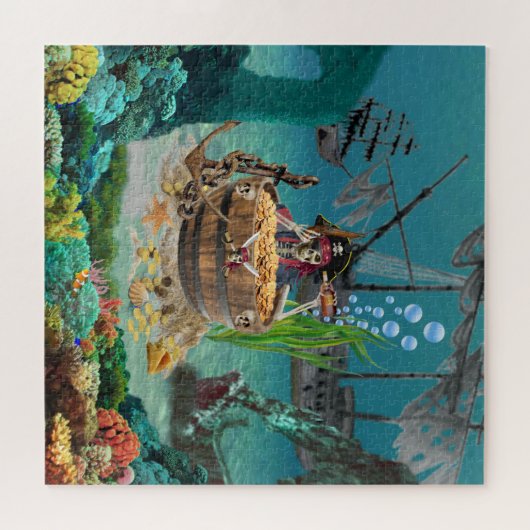 PUZZLE PIRATE SKELETTE DANS UN BARREAU (Horizontal)