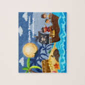 Puzzle pirates caribéens, île au trésor et pleine lune, (Vertical)