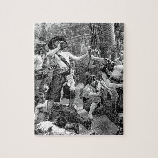 Puzzle Pirates d'époque se battant et buvant sur le navir (Vertical)