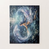Puzzle Pisces Zodiac with Woman Surrounded by Two Glowing (Vertical)