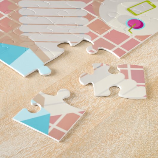 Puzzle Piscine fille en bikini plage d'été (Côté)