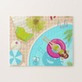 Puzzle Piscine fille en bikini plage d'été (Horizontal)