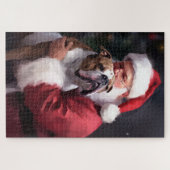 Puzzle Pitbull avec le Père Noël Fête de Noël (Horizontal)