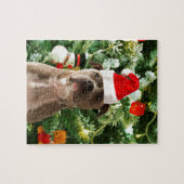 Puzzle Pitbull Chien Arbre de Noël Ornements Snowman (Horizontal)