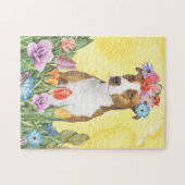 Puzzle Pitbull Chien avec Fleurs printemps (Horizontal)