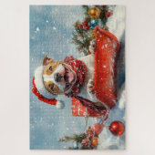 Puzzle Pitbull Chien dans la boue Laisser il neige Noël (Vertical)