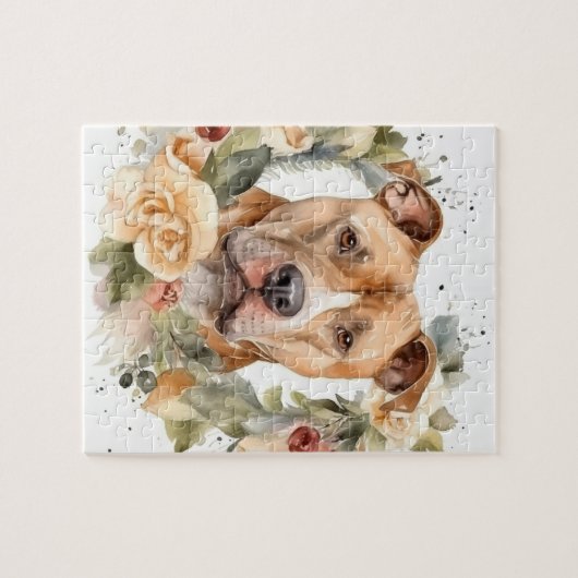 Puzzle Pitbull Christmas Wreath Festive Pup (Horizontal)