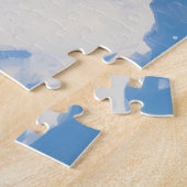 Puzzle Pitbull Dog courir dans la neige avec le Casquette (Côté)