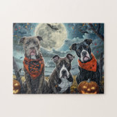 Puzzle Pitbull Halloween Éffrayant (Horizontal)
