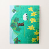 Puzzle pittoresque illustration amusante de mouton mignon (Vertical)