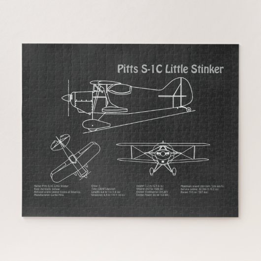 Puzzle Pitts S-1C - Plans de plan d'avion PD (Horizontal)