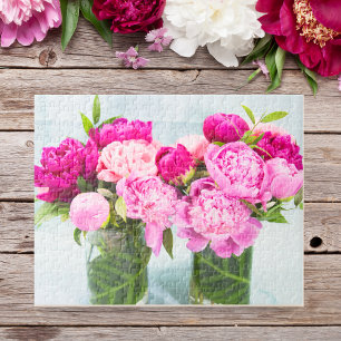 Puzzle Pivoines roses vibrantes Effet de peinture à l'hui