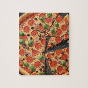 Puzzle pizza coupée