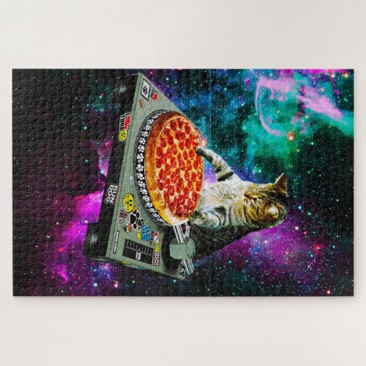 Puzzle Pizza de chat du DJ de l'espace (Horizontal)