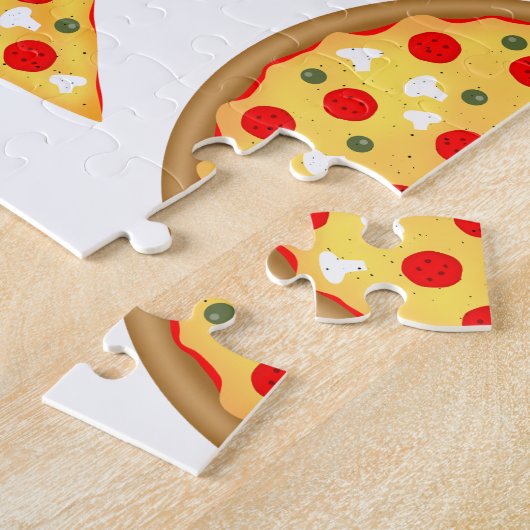 Puzzle Pizza et tranches de cool motif sur blanc (Côté)