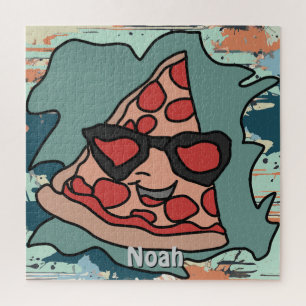 Puzzle Pizza minimaliste avec lunettes de soleil Classiqu