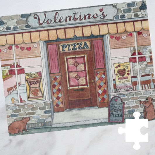 Puzzle Pizza Shop de Saint Valentin Aquarelle